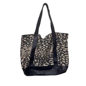 Iris & Ink Cow Leather Linen Animal Print Tote